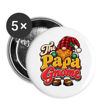 Papa Gnome Weihnachtsfreude - Buttons groß 56 mm (5er Pack) - Weiß - Vorne