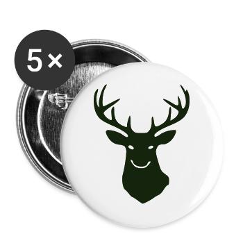 Waldhirsch Silhouette - Buttons groß 56 mm (5er Pack) - Weiß - Vorne