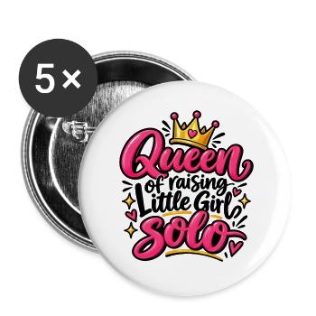 Queen Solo Pink Krone Design - Buttons groß 56 mm (5er Pack) - Weiß - Vorne