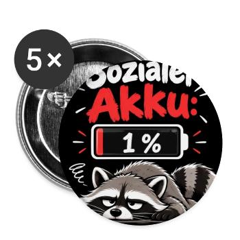 Sozialer Akku 1% Raccoon - Buttons groß 56 mm (5er Pack) - Weiß - Vorne