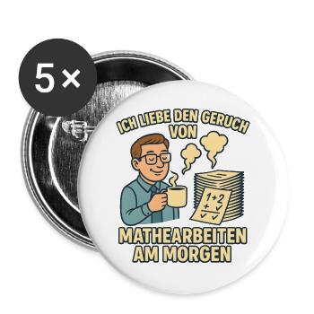Matheduft am Morgen - Buttons groß 56 mm (5er Pack) - Weiß - Vorne