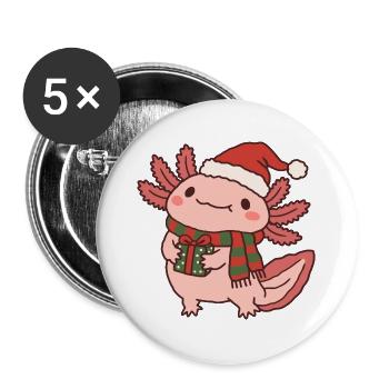 Niedlicher Weihnachts-Axolotl - Buttons groß 56 mm (5er Pack) - Weiß - Vorne