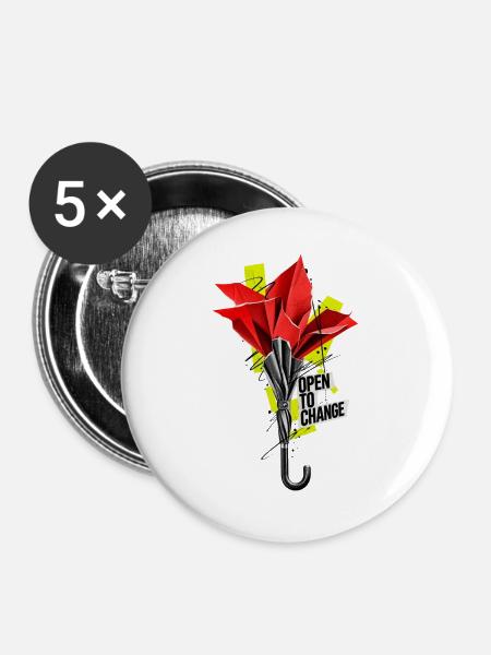 Origami Umbrella Open to Change - Buttons groß 56 mm (5er Pack) - Weiß