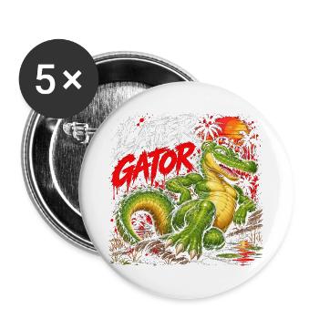 Later Gator Alligator - Buttons groß 56 mm (5er Pack) - Weiß - Vorne