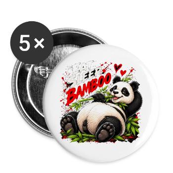Eat Sleep Bamboo Panda - Buttons groß 56 mm (5er Pack) - Weiß - Vorne