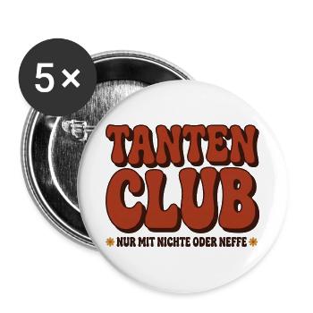Tantenclub – Nur mit Nichte oder Neffe - Buttons groß 56 mm (5er Pack) - Weiß - Vorne