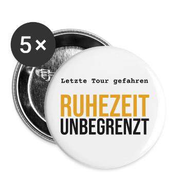 Rente LKW – Ruhezeit unbegrenzt - Buttons groß 56 mm (5er Pack) - Weiß - Vorne
