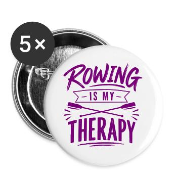 Rowing is my Therapy - Rudern - Therapie - Ruderer - Buttons groß 56 mm (5er Pack) - Weiß - Vorne