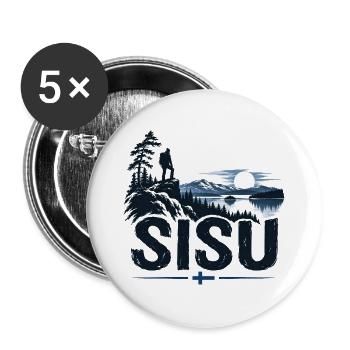Sisu - Finland - Finnland Suomi - Sonnenuntergang - Buttons groß 56 mm (5er Pack) - Weiß - Vorne