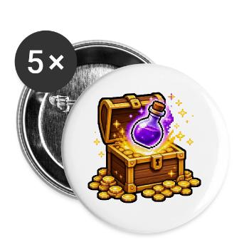 Schatztruhe Pixel Art Trank Zaubertrank T-Shirt - Buttons groß 56 mm (5er Pack) - Weiß - Vorne