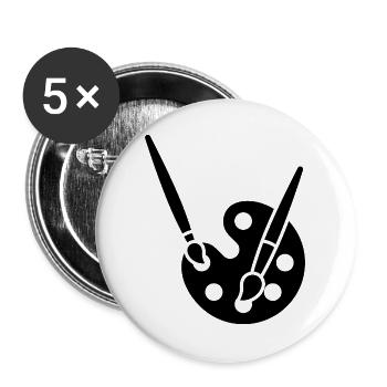 Malerei, Farbpalette, Pinsel, Kunst Symbol - Buttons groß 56 mm (5er Pack) - Weiß - Vorne