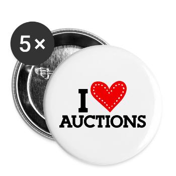 I Love Auctions - Buttons groß 56 mm (5er Pack) - Weiß - Vorne