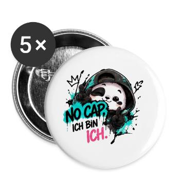Panda Graffiti: No Cap Ich BinIch - Buttons groß 56 mm (5er Pack) - Weiß - Vorne