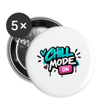 Chillmodus Neon Graffiti - Buttons groß 56 mm (5er Pack) - Weiß - Vorne