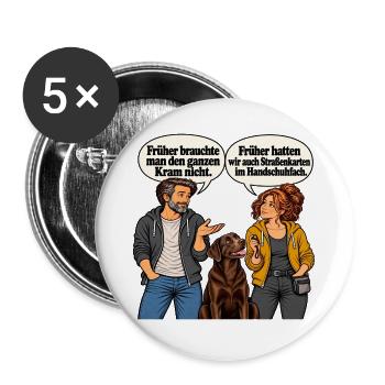 Strassenkarten-Spruch_beim_Hundetraining - Buttons groß 56 mm (5er Pack) - Weiß - Vorne