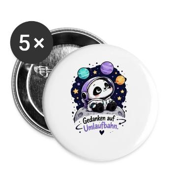 Panda Astronaut auf Umlaufbahn - Buttons groß 56 mm (5er Pack) - Weiß - Vorne