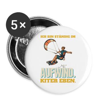 Ständig im Aufwind: Kiter eben - Buttons groß 56 mm (5er Pack) - Weiß - Vorne