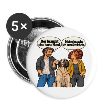 Frau_streichelt_Kangal_im_Comic - Buttons groß 56 mm (5er Pack) - Weiß - Vorne