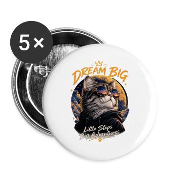 Traum-Großkatze: Kleine Schritte - Buttons groß 56 mm (5er Pack) - Weiß - Vorne