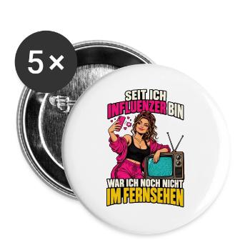 Seit ich Influencer bin – noch nicht TV - Buttons groß 56 mm (5er Pack) - Weiß - Vorne