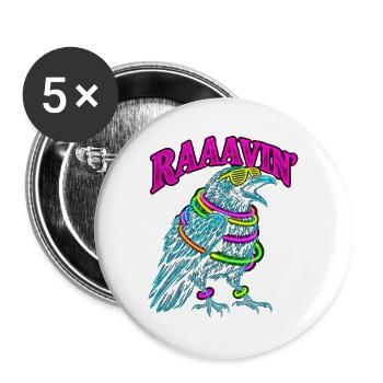 Raaavin Rabe Rave EDM Techno Festival Psychodelic - Buttons groß 56 mm (5er Pack) - Weiß - Vorne