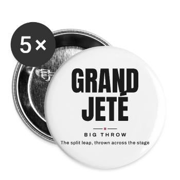 Großer Wurf | Ballettvokabular - Buttons groß 56 mm (5er Pack) - Weiß - Vorne