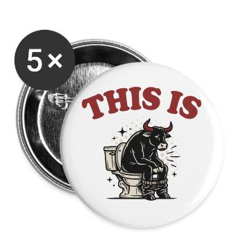 This Is Bullshit – Lustiger Bulle im Retro-Stil - Buttons groß 56 mm (5er Pack) - Weiß - Vorne