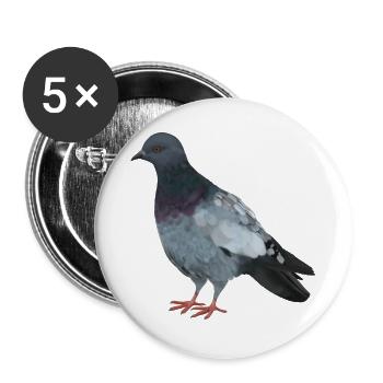 Stadttaube - Realistisch gemalte Taube - Buttons groß 56 mm (5er Pack) - Weiß - Vorne