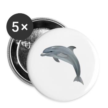 Springender Delfin - Realistisch gemalt - Buttons groß 56 mm (5er Pack) - Weiß - Vorne
