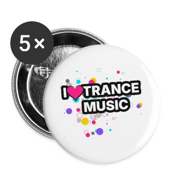 I Love Trance Music - Colour Splash - Buttons groß 56 mm (5er Pack) - Weiß - Vorne