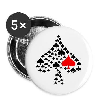 Roter Spaten Karten - Buttons groß 56 mm (5er Pack) - Weiß - Vorne