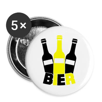 Gelbe Flaschen Silhouette - Buttons groß 56 mm (5er Pack) - Weiß - Vorne