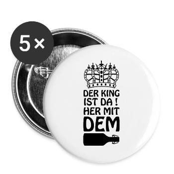 Her mit dem Bier - Buttons groß 56 mm (5er Pack) - Weiß - Vorne