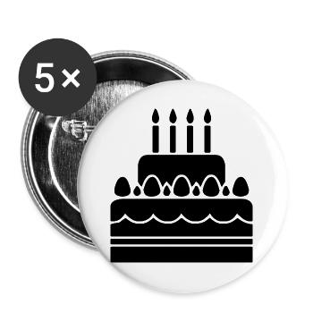 Torte - Buttons groß 56 mm (5er Pack) - Weiß - Vorne