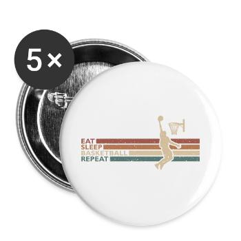 Eat Sleep Basketball Repeat für Spieler Und Fans - Buttons groß 56 mm (5er Pack) - Weiß - Vorne