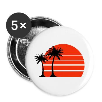 Tropischer Retro-Sonnenuntergang Palmen - Buttons groß 56 mm (5er Pack) - Weiß - Vorne