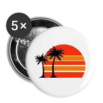Sonnenuntergang am Palmenstrand - Buttons groß 56 mm (5er Pack) - Weiß - Vorne