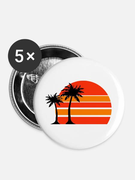 Sonnenuntergang am Palmenstrand - Buttons groß 56 mm (5er Pack) - Weiß