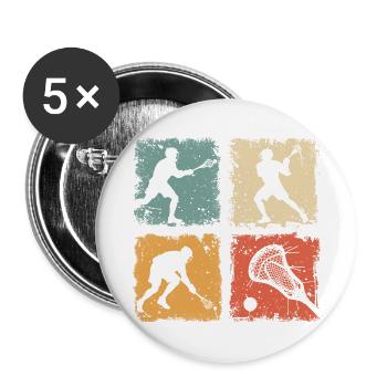 Retro Lacrosse Spieler Für Lacrosse Fans Und Coach - Buttons groß 56 mm (5er Pack) - Weiß - Vorne
