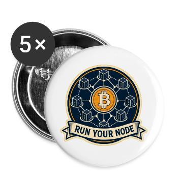 RUN YOUR NODE - Buttons groß 56 mm (5er Pack) - Weiß - Vorne