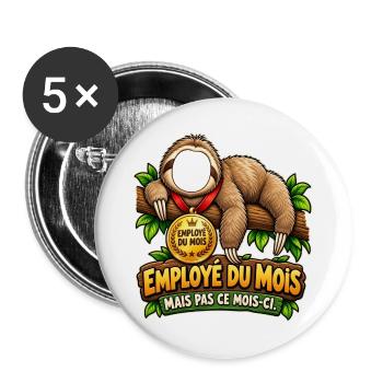 Mitarbeiter des Monats, aber nicht in diesem Monat – Faul - Buttons groß 56 mm (5er Pack) - Weiß - Vorne