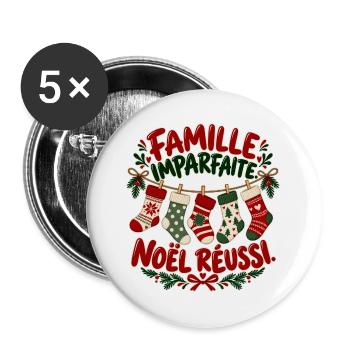 Unvollkommene Familie, erfolgreiches Weihnachten - Buttons groß 56 mm (5er Pack) - Weiß - Vorne