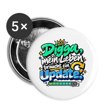 Digga Update Leben Graffiti - Buttons groß 56 mm (5er Pack) - Weiß - Vorne