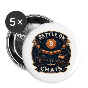 SETTLE ON CHAIN - Buttons groß 56 mm (5er Pack) - Weiß - Vorne