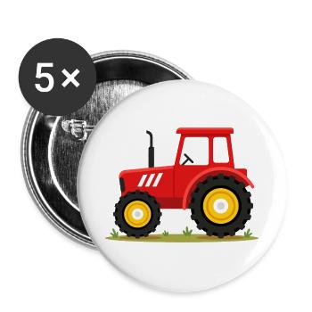 Süßer roter Traktor Bauernhofleben Landwirtschaft Kinder-Tee - Buttons groß 56 mm (5er Pack) - Weiß - Vorne