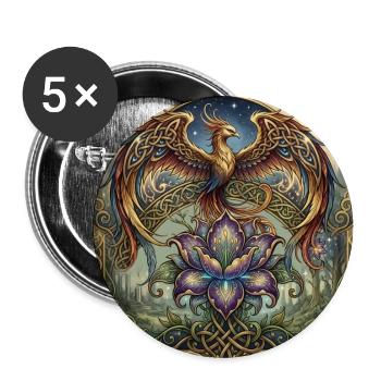 Celtic Phoenix Iris - Buttons groß 56 mm (5er Pack) - Weiß - Vorne