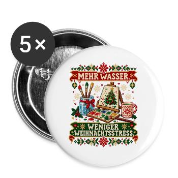 Mehr Wasser. Weniger Weihnachtsstress. - Buttons groß 56 mm (5er Pack) - Weiß - Vorne