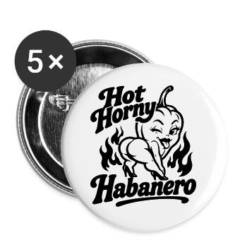 Hot Horny Habanero - Buttons groß 56 mm (5er Pack) - Weiß - Vorne