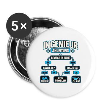 Ingenieur Anleitung – Kleben oder ölen - Buttons groß 56 mm (5er Pack) - Weiß - Vorne