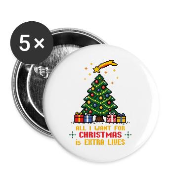 All I want for Christmas - Gamer - Buttons groß 56 mm (5er Pack) - Weiß - Vorne